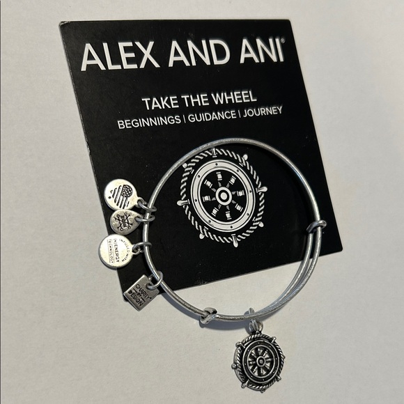 Alex and Ani Silver “Take the Wheel” Nautical Charm Bangle/Bracelet - Picture 1 of 1
